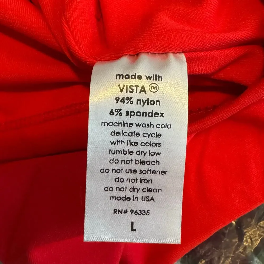 Susana Monaco Very V Long Sleeve Crop Top in Morello Red NWT Size Large